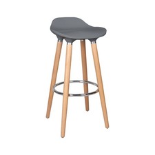 Cooke & Lewis Shira Bar Stool Chair Anthracite Grey Solid Beech Wooden Legs