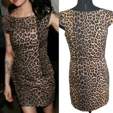 WAREHOUSE CHEETAH PRINT ZIP UP DRESS SIZE UK 12 AS SEEN ON AMY WINEHOUSE *FLAWS
