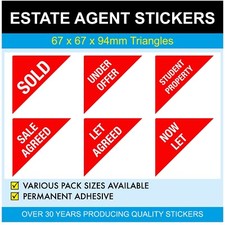 LET AGREED - Estate Agents Stickers - Triangles - SALE AGREED - NOW LET 