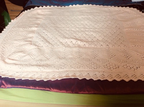 Hand knitted baby shawl - , in