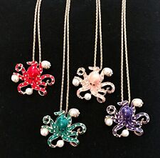 “Baby Octopus” Necklace 3D, Costume jewel, Retro style Crystal Charm Bib Bling