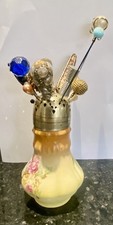 Vintage hat pins and - , holder