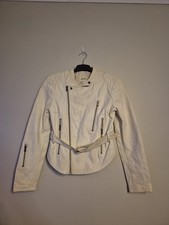 Diesel Ladies Sheep Leather Biker Jacket Medium White Soft