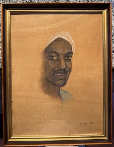 Antique pastel portrait - of, an