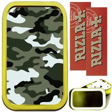 MARINE CAMOUFLAGE 1oz GOLD TOBACCO TIN, 2 X RIZLA PAPERS & FILTERS
