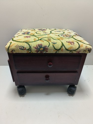 Vintage foot stool sewing - sewing, box