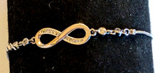 Sterling silver and CZ infinity symbol slider bracelet