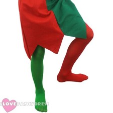 CHILDS ADULT ELF TIGHTS CHRISTMAS FANCY DRESS SANTAS LITTLE HELPERS ELVES 