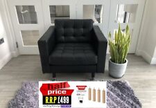 RRP:£499 IKEA LANDSKRONA BLACK ARMCHAIR LEATHER SOFA (CHESTERFIELD/OFFICE/DFS)