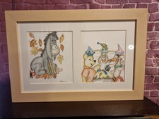 Vintage Winnie The Pooh/Piglet/Tigger/Eeyore/Rabbit Framed Hand Sketch Wall Art