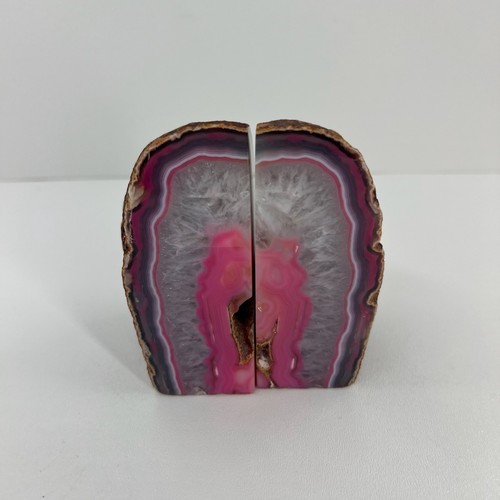 Pink agate geode bookends pair - pink,