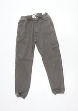 Zara Girls Grey Cargo Trousers 11-12 Years Cotton Blend Jogger Style