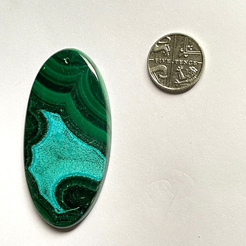 Azurite malachite oval pendant - azurite,