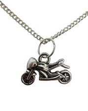 SILVER NECKLACE MOTORBIKE Charm Pendant Birthday Gift + Bag