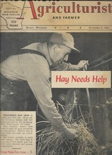 Wisconsin Agriculturist 1951 BARLEY FEED FOR HOGS CATTLE CALF PENS beautiful ads