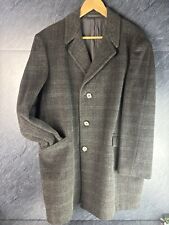 Gents Classic Long winter Over Coat - Wool & Mohair  Large, Checked Pattern 