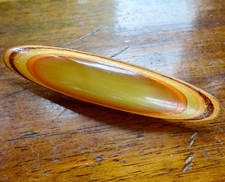 vintage layered wood amber resin oval brooch -3