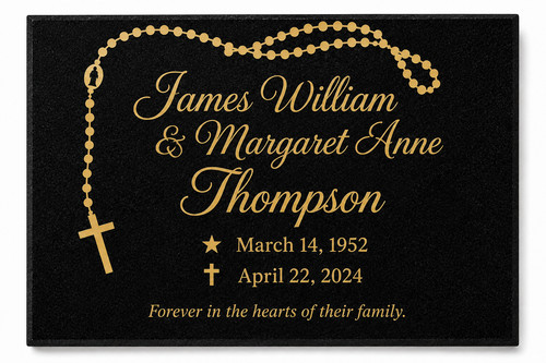 Black granite memorial grave - granite,