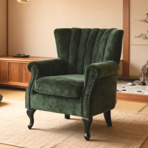 Chenille armchair scalloped - chenille,