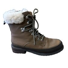 Emu Australia Okab Zip Up Waterproof Leather Boots UK 5 Merino Wool Oak Brown