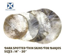 DARK SPOTTED GOAT THIN SKIN FOR BANJO, BANJOLELE, AFRICAN DRUM SIZE 14~22 INCHES