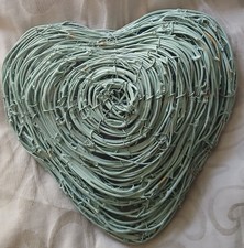 Dove Blue Wicker Heart Hanging