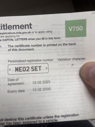 Private number plate cherished - number,