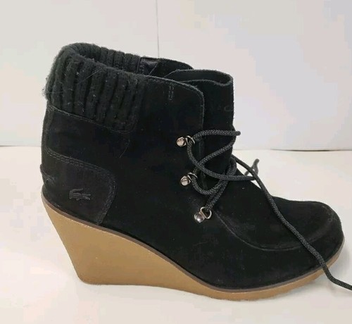 Lacoste suede ankle boot black - lacoste,