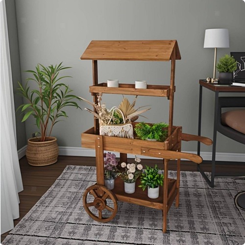 Wooden floral wagon decorative - floral,