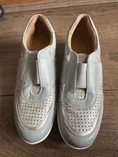 PADDERS Highway Slip-On Trainers Shoes Leather Blue/grey Silver UK 4 Brand New