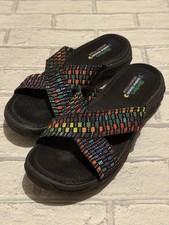 Skechers Sandals Women’s 5 Black Rainbow Reggae Rootsy Outdoor