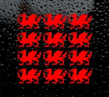  12 x WELSH DRAGON DECAL LOGO FOR CAR VAN LAPTOP VINYL STICKER FUNNY