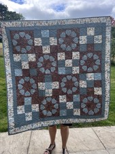 Handmade Machine Quilted Lap Quilt 42 x 48 Inches 100 Cotton