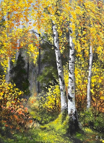 Autumn original oil - autumn, painting
