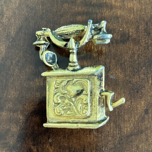 Antique telephone brooch - telephone,