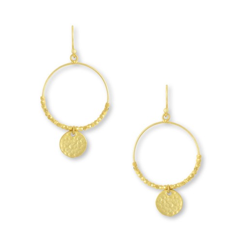 Beaded gold coin - beaded, earrings