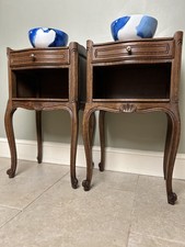 Pair of quality French Oak Carved Single Drawer Bedside Drawers Table Units