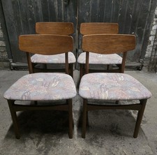 Four Retro Vintage Mid Century Teak Dining Chairs
