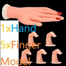 Practice Nail Art Trainer Training Hand Acrylic Gel False Tool+5 Finger Model UK