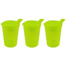 3x Elderly Adult Drinking Beaker Feeding Cups 250ml Wide Spout - 12x10mm & Lids