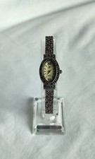 Ladies' Art Deco Style Silver Tone Inset Marcasite Quartz Cocktail Watch-Running