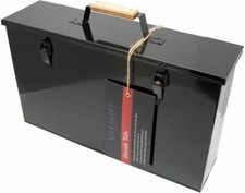 Valiant Fireside Ash Box and Carrier  - High Gloss Black Steel with Clasps