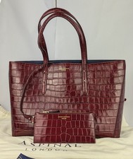 BNIB Aspinal of London Women's Regent Croc Tote Bag - Bordeaux RRP £358