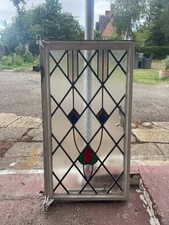 Art Deco Stained Glass Window: Geometric Floral Design