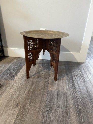 Moroccan brass tray - brass, table
