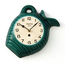 Vintage 28cm Bayard Wall Clock - Ceramic Retro Kitsch Mid Century French Kitchen