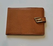 Vintage tan leather CHEQUE BOOK HOLDER - Viking Leather Craft - unused