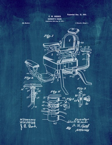Barber chair patent print - chair,