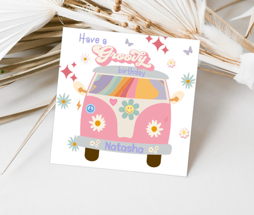 Girls groovy birthday card - girls,