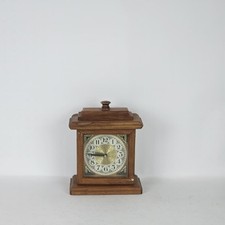 Vintage Oak Wooden Clock For Mantle Table Dresser Working